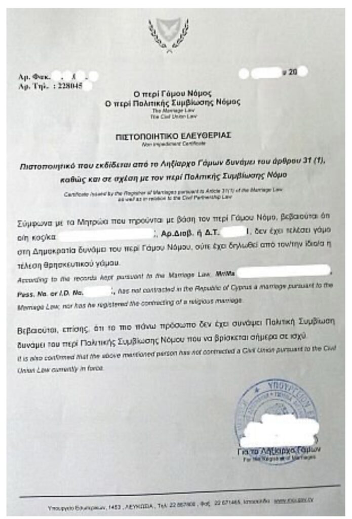 Divorce single Certificate