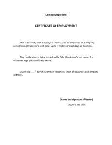 Certificate of Employment